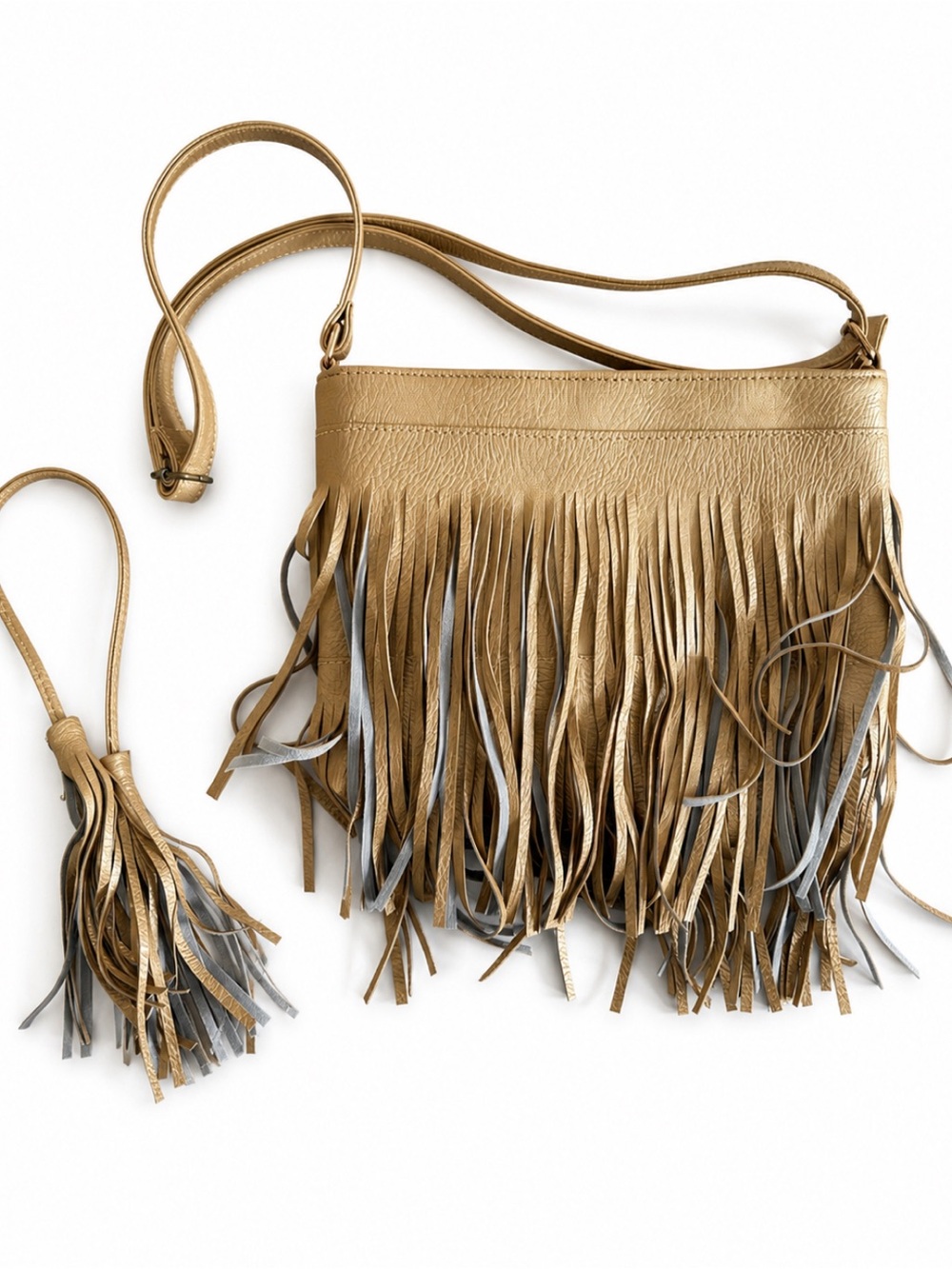 NWT Metallic Gold Fringe Crossbody Bag